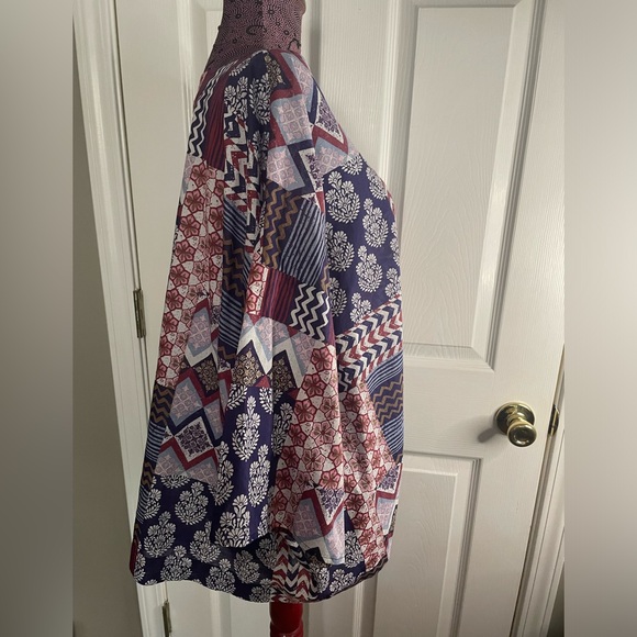 J. Jill Purejill 100% Organic Cotton Batik Patchwork design blouse top size 2X - Picture 7 of 11